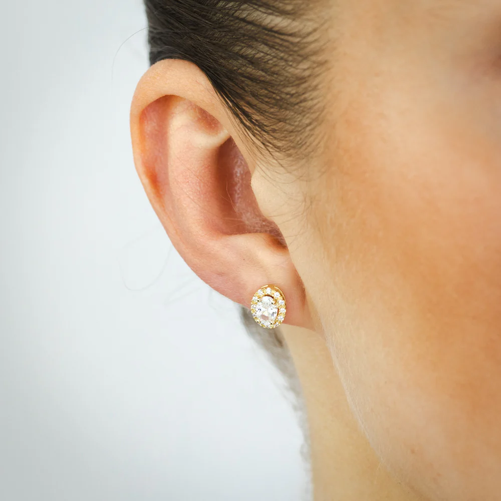 Zirconia Stud Earrings in 9ct Yellow Gold - Image 2