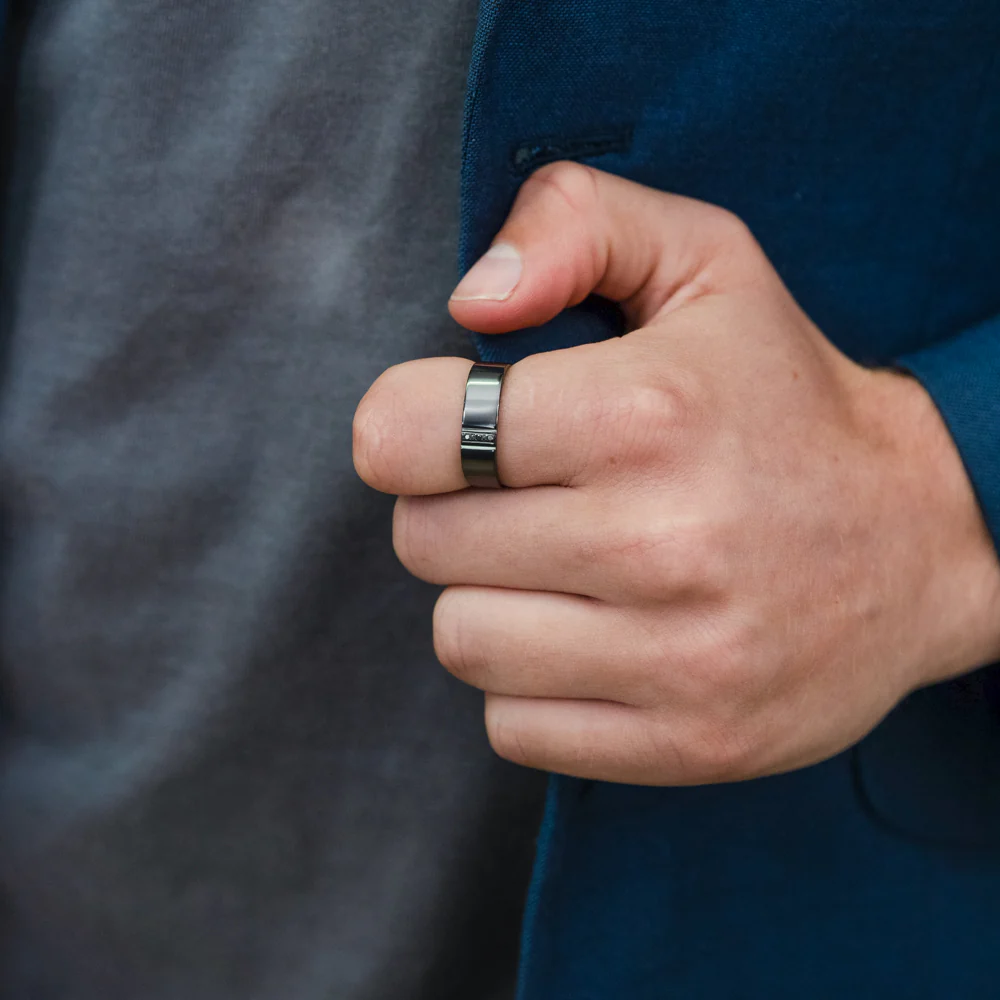 Zirconium Ring with 3 Brilliant Cut Black Diamond - Image 3